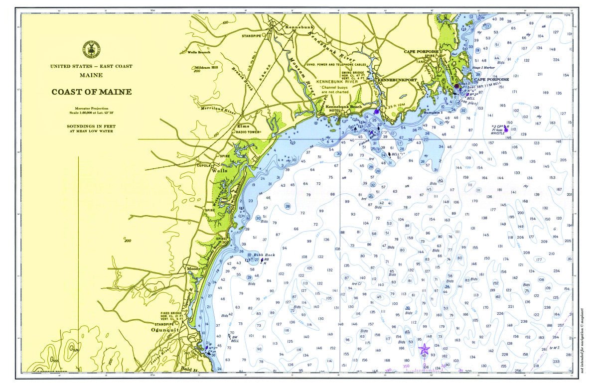 Kennebunkport, Maine Chart Placemat - Maritime Tribes USALaminated Placemat