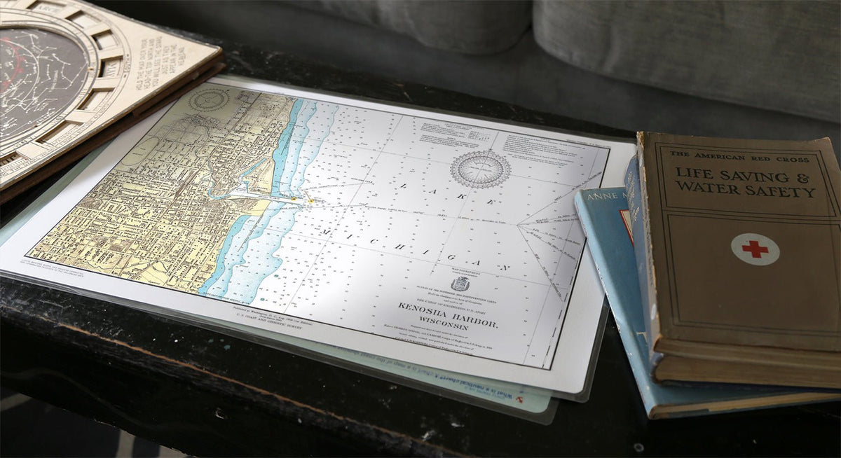 Kenosha, Wisconsin Vintage 1921 Chart Placemat - Maritime Tribes USALaminated Placemat