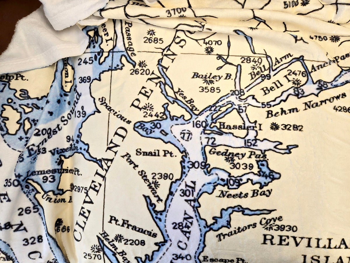 Ketchikan AK Nautical Chart Blanket - Maritime Tribes USABlanket