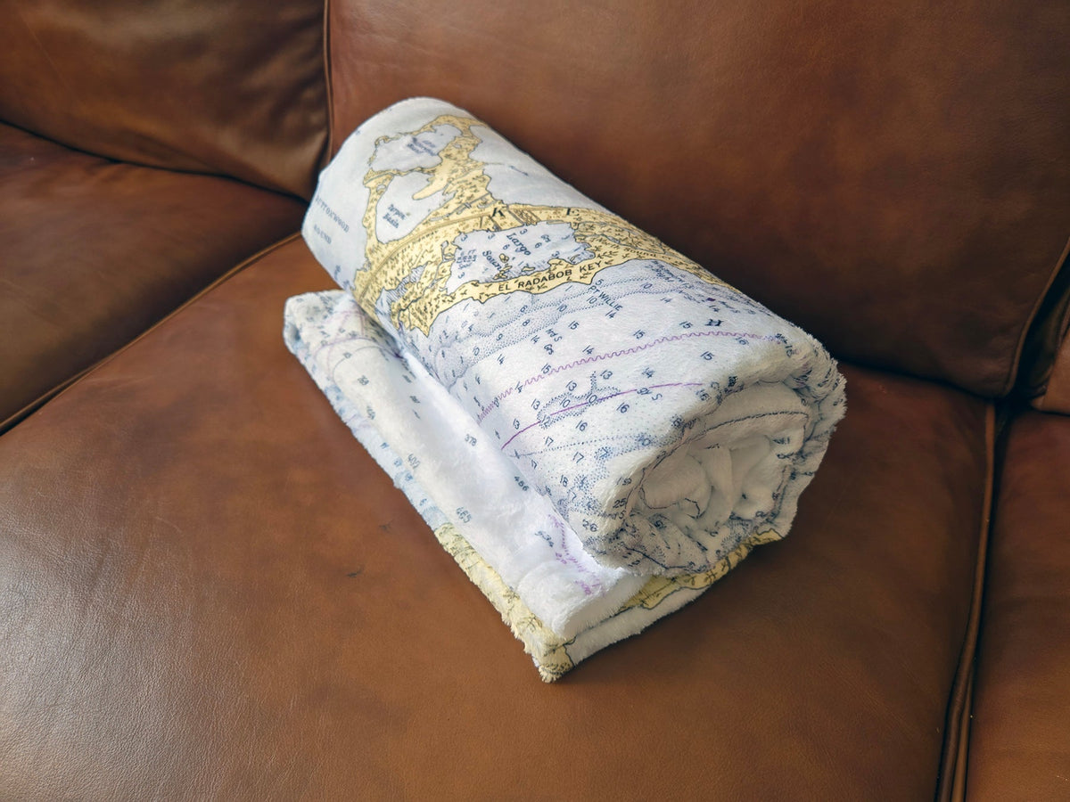 Key Largo, FL Nautical Chart Blanket - Maritime Tribes USABlanket