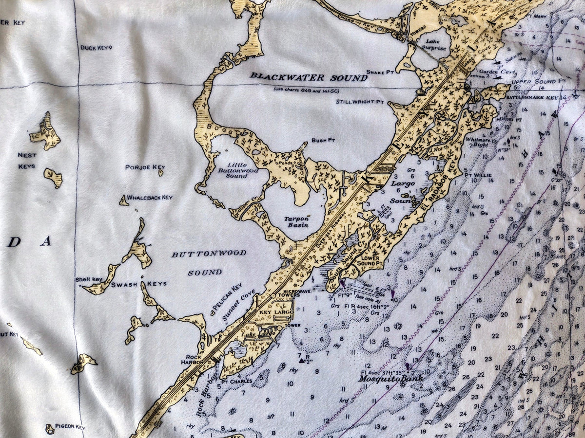 Key Largo, FL Nautical Chart Blanket - Maritime Tribes USABlanket