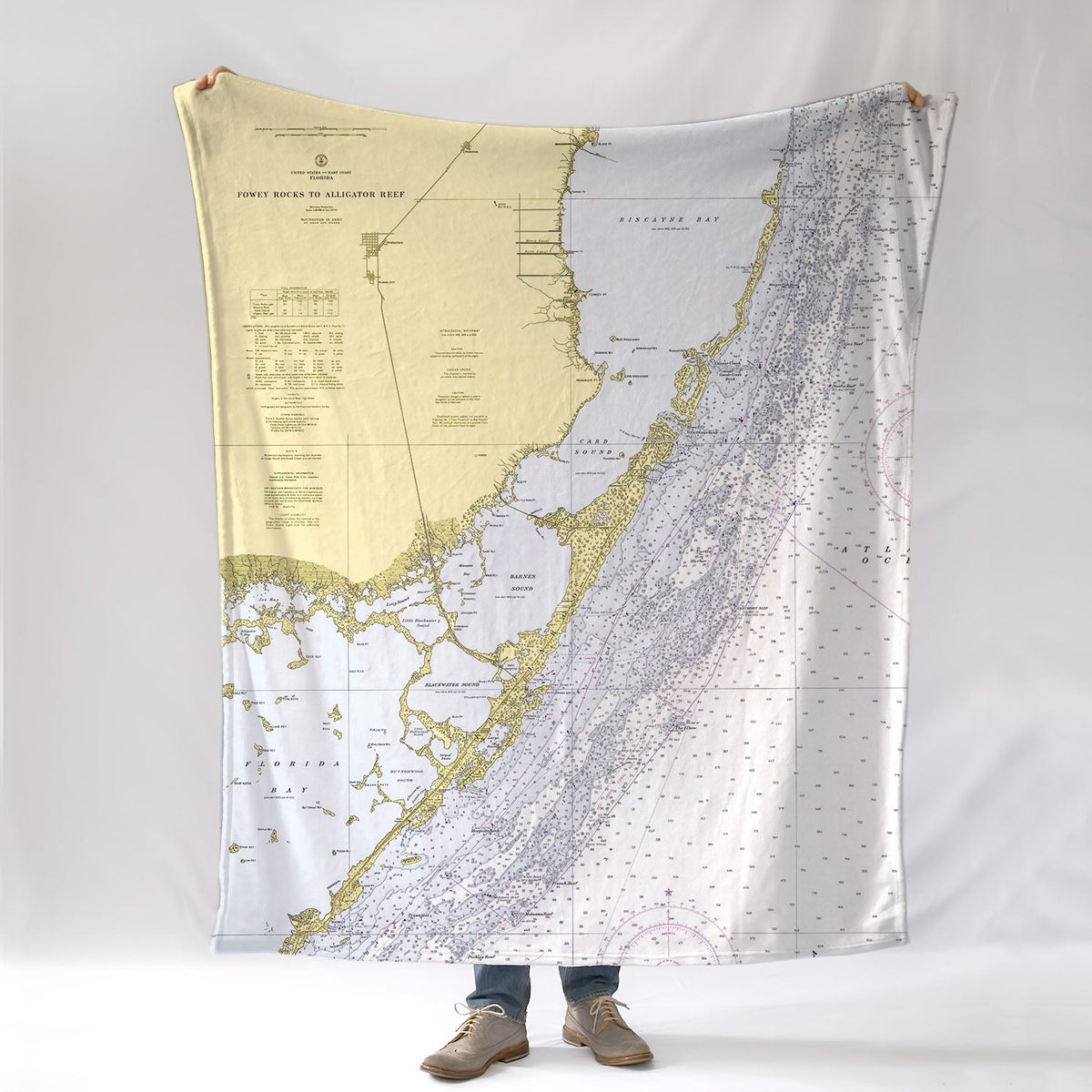 Key Largo, FL Nautical Chart Blanket - Maritime Tribes USABlanket