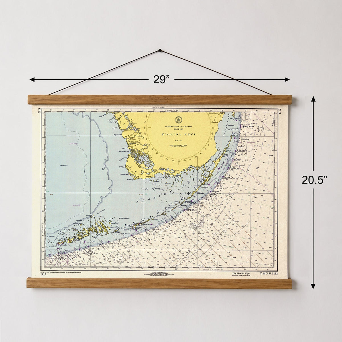 Key West to Key Largo (All the Florida Keys) Chart Fabric Scroll - Maritime Tribes USAScroll