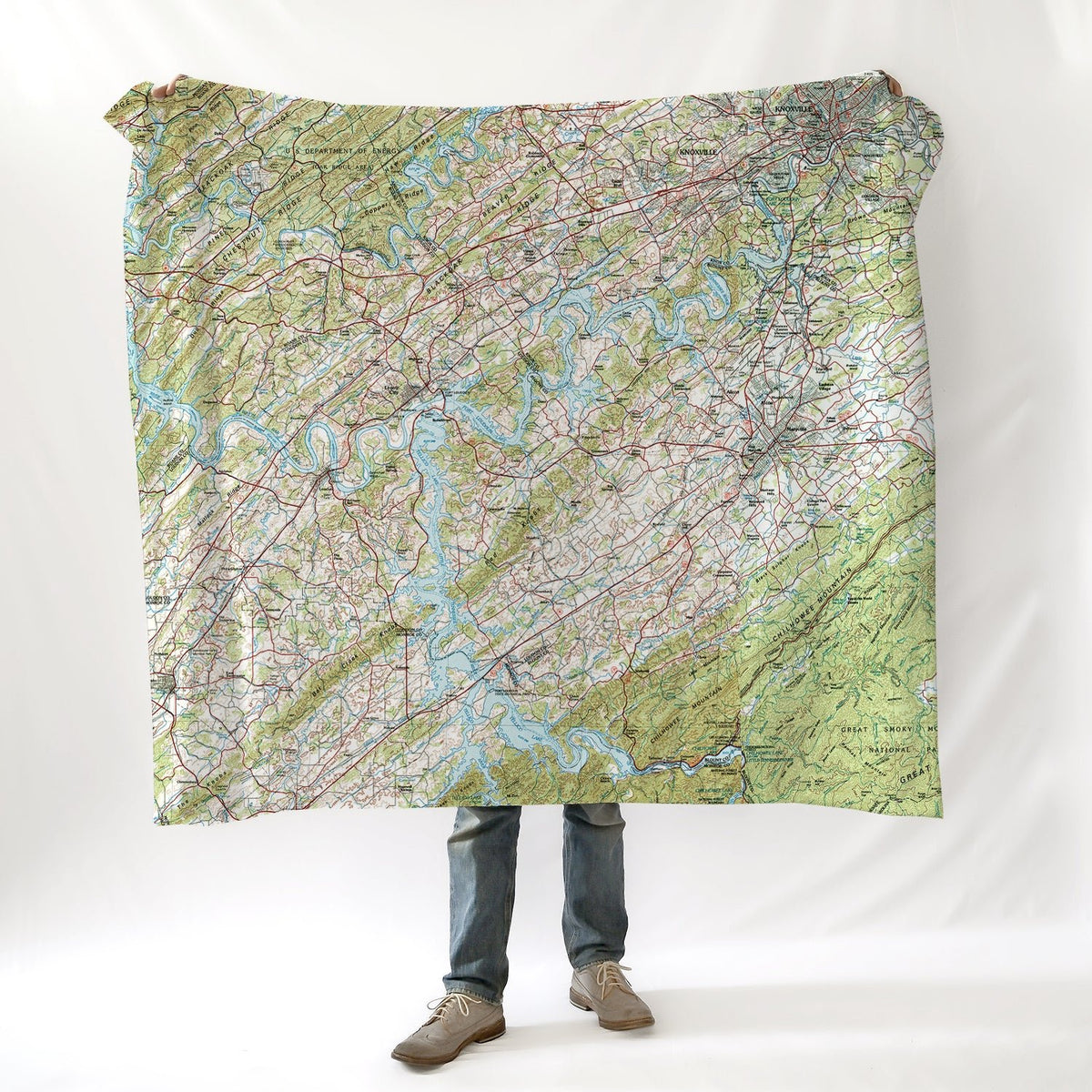Knoxville & Lake Loudoun, TN Topo Map Blanket - Maritime Tribes USABlanket