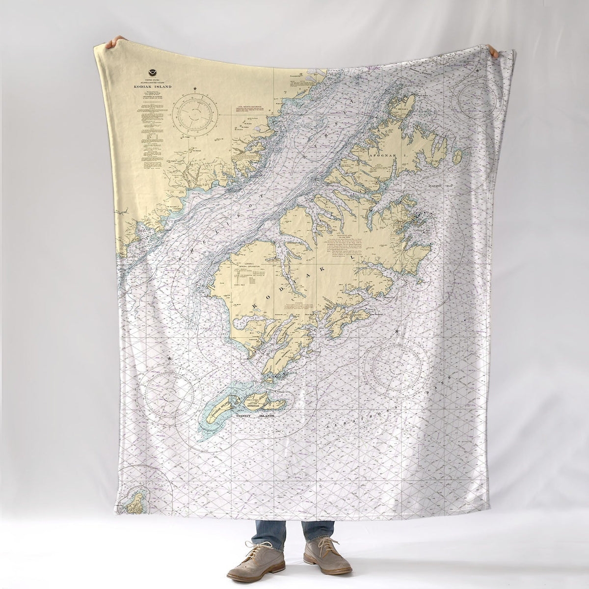 Kodiak Island, Nautical Chart Blanket - Maritime Tribes USABlanket