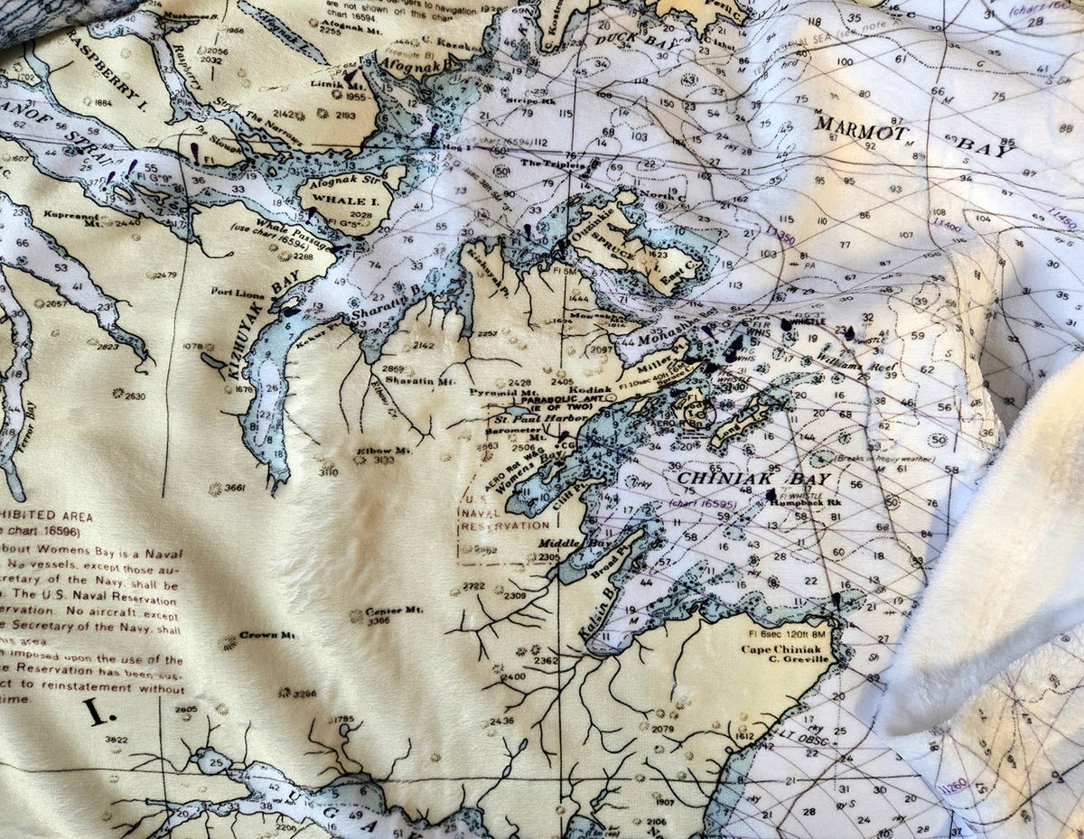 Kodiak Island, Nautical Chart Blanket - Maritime Tribes USABlanket