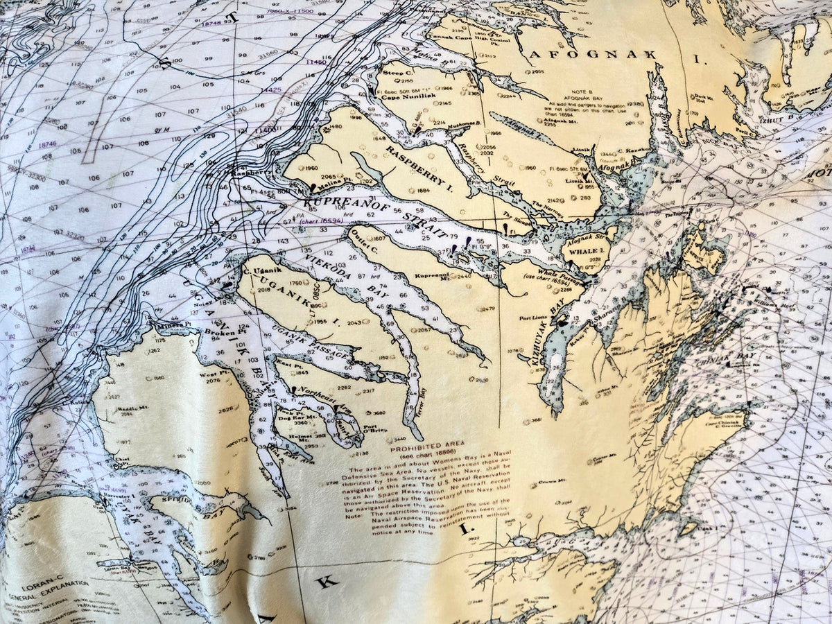 Kodiak Island, Nautical Chart Blanket - Maritime Tribes USABlanket