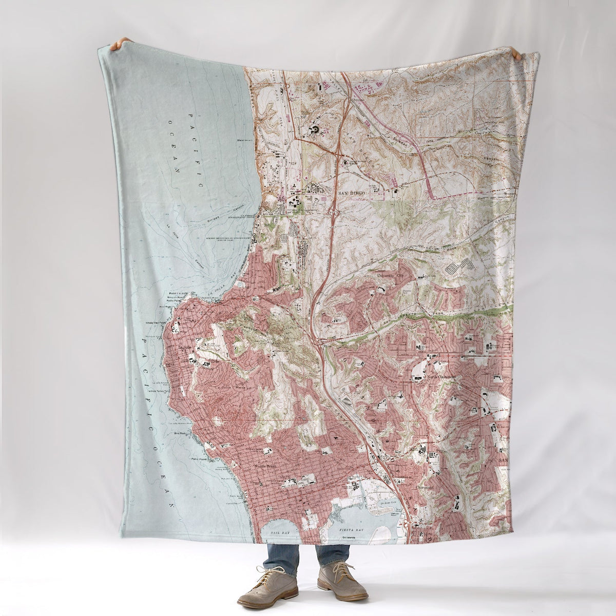 La Jolla to Mission Beach, CA vintage topo map Blanket - Maritime Tribes USABlanket