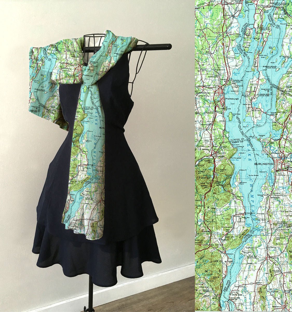 Lake Champlain Topographical Map Scarf - Maritime Tribes USAScarf