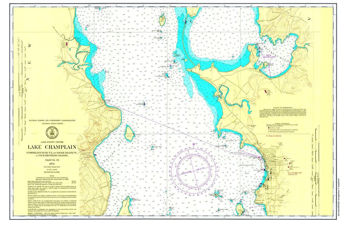 Lake Champlain, Vermont & New York Chart Placemat - Maritime Tribes USALaminated Placemat