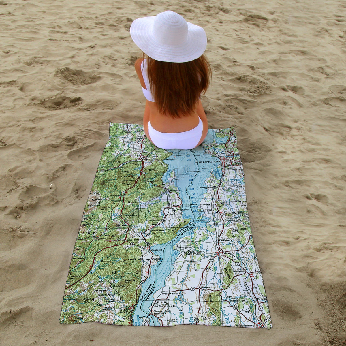 Lake Champlain Vintage Map Sport Towel – Vermont & New York - Maritime Tribes USATowel