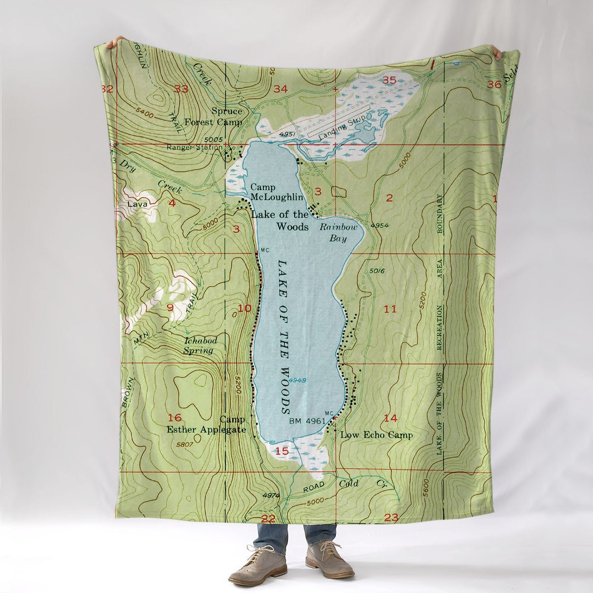 Lake of the Woods, OR Quadrangle Topo Oregon Blanket - Maritime Tribes USABlanket