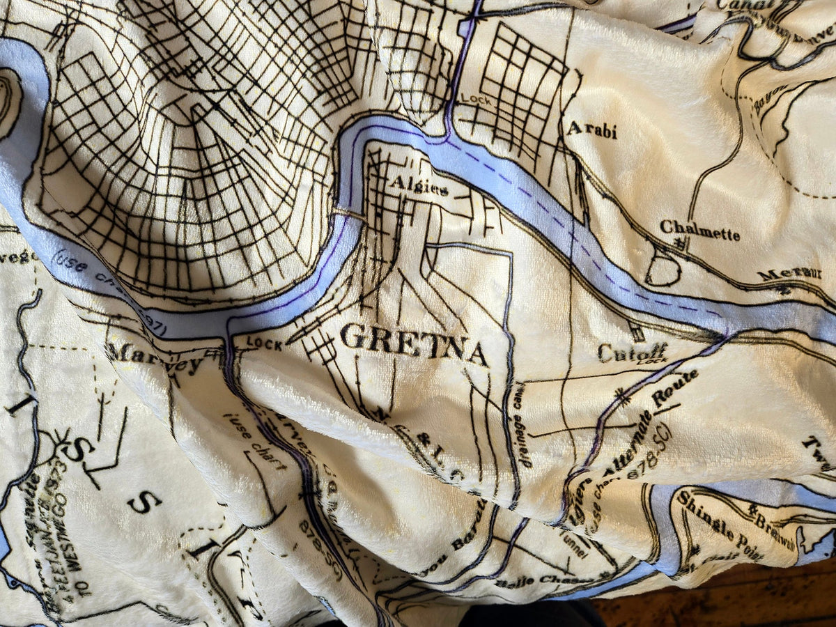 Lake Pontchartrain, New Orleans LA Nautical Chart Blanket - Maritime Tribes USABlanket