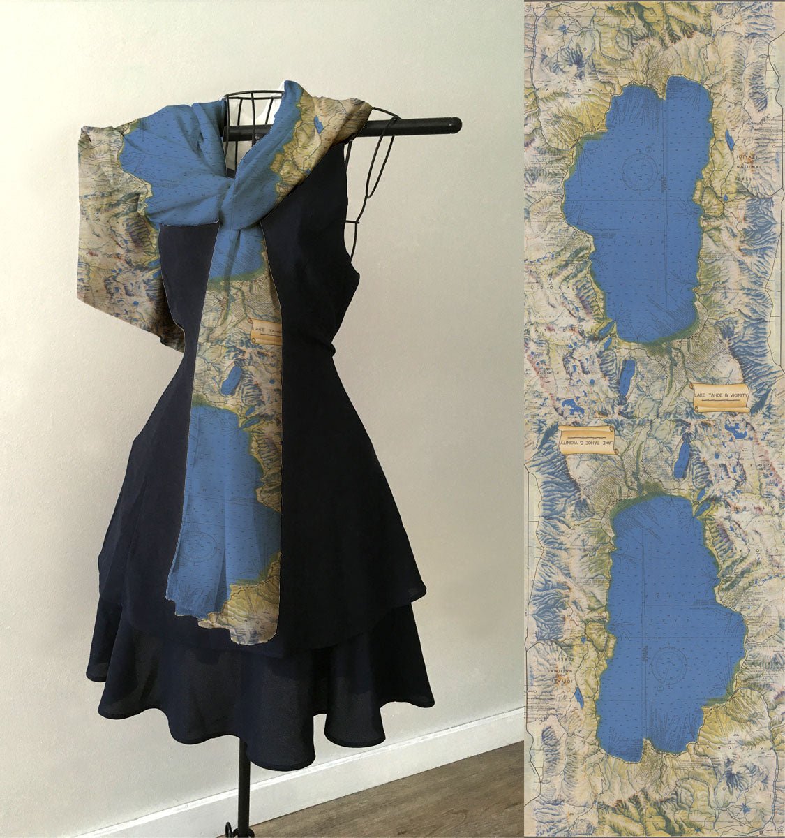 Lake Tahoe Vintage Map Scarf - Maritime Tribes USAScarf