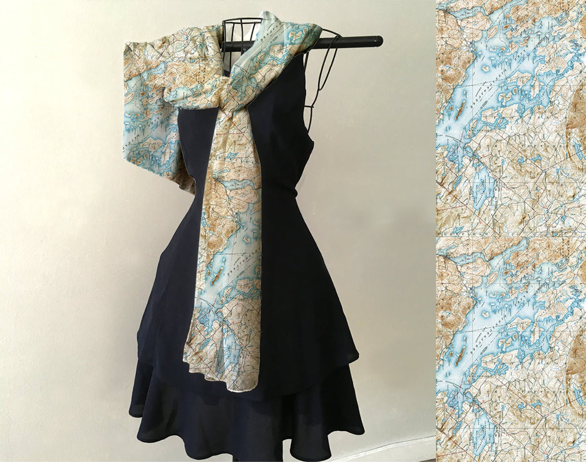 Lake Winnipesaukee, NH Vintage Topo Map Scarf - Maritime Tribes USAScarf