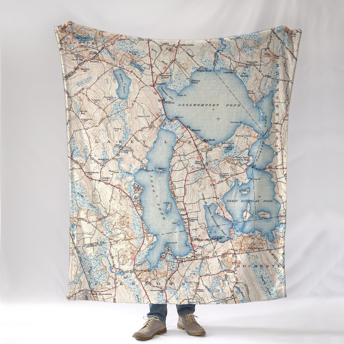 Lakeville, MA vintage map Blanket - Maritime Tribes USABlanket