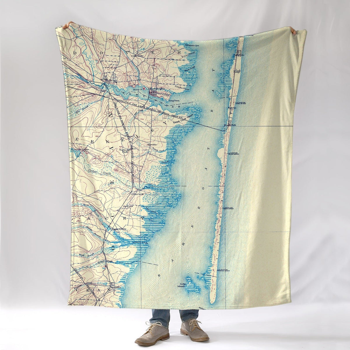 Lavallette, NJ Vintage Topo Map Blanket - Maritime Tribes USABlanket