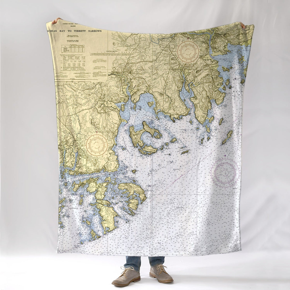 Machias Bay to Tibbett Island Nautical Chart Blanket - Maritime Tribes USABlanket