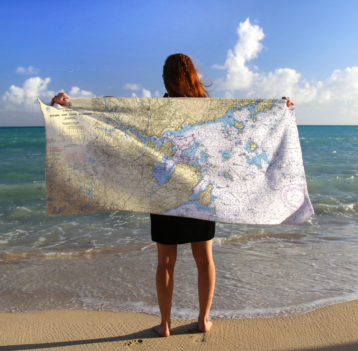 Marblehead / Beverly Farms, MA - Nautical Chart Quick Dry Towel - Maritime Tribes USATowel