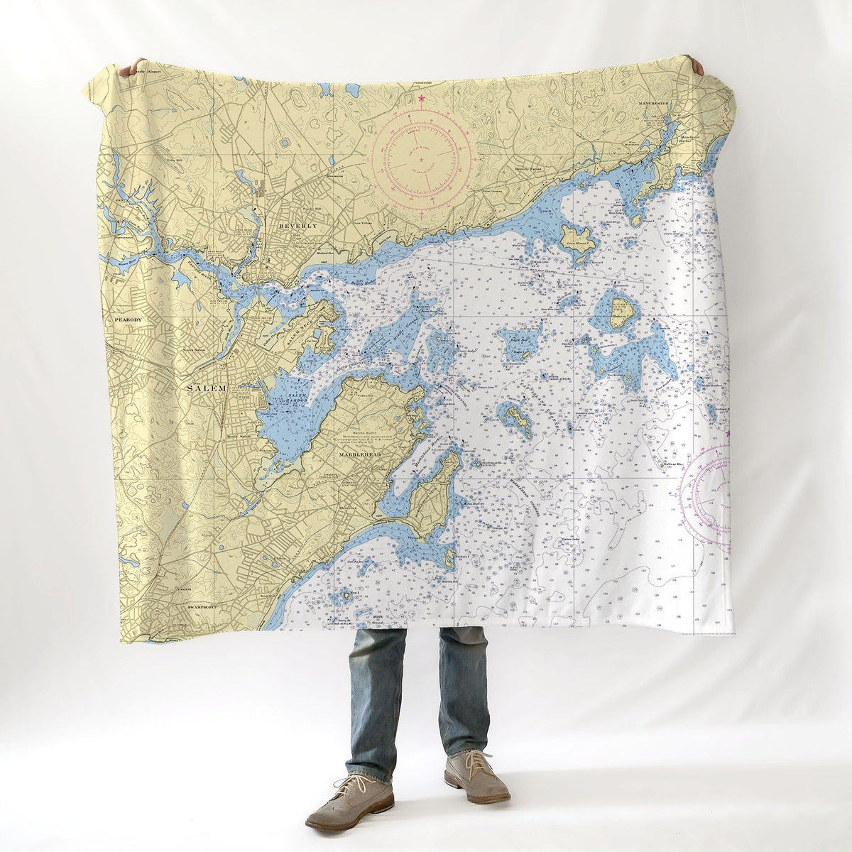 Marblehead -North Shore, MA.Nautical Chart Blanket - Maritime Tribes USABlanket
