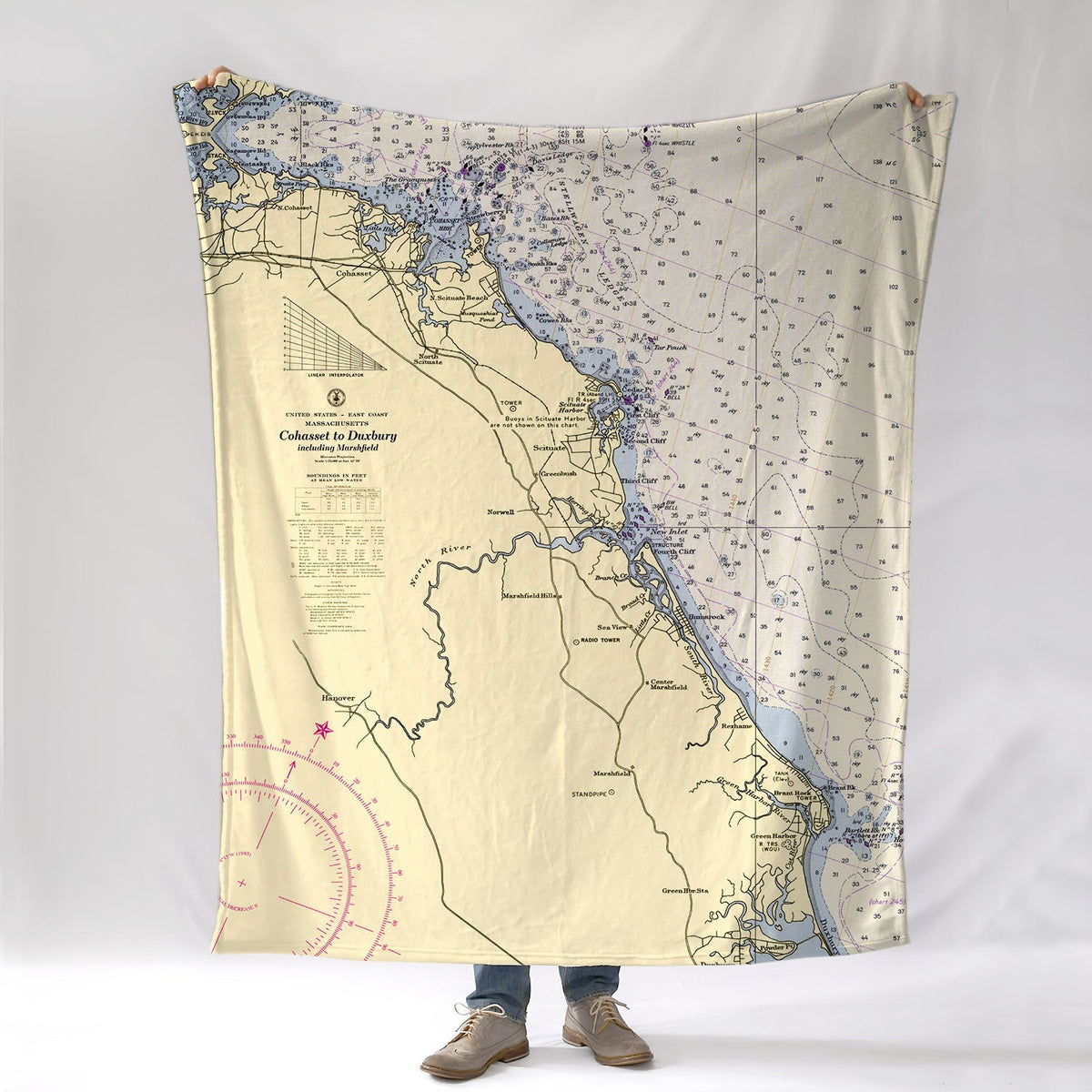 Marshfield to Duxbury, MA.Nautical Chart Blanket - Maritime Tribes USABlanket