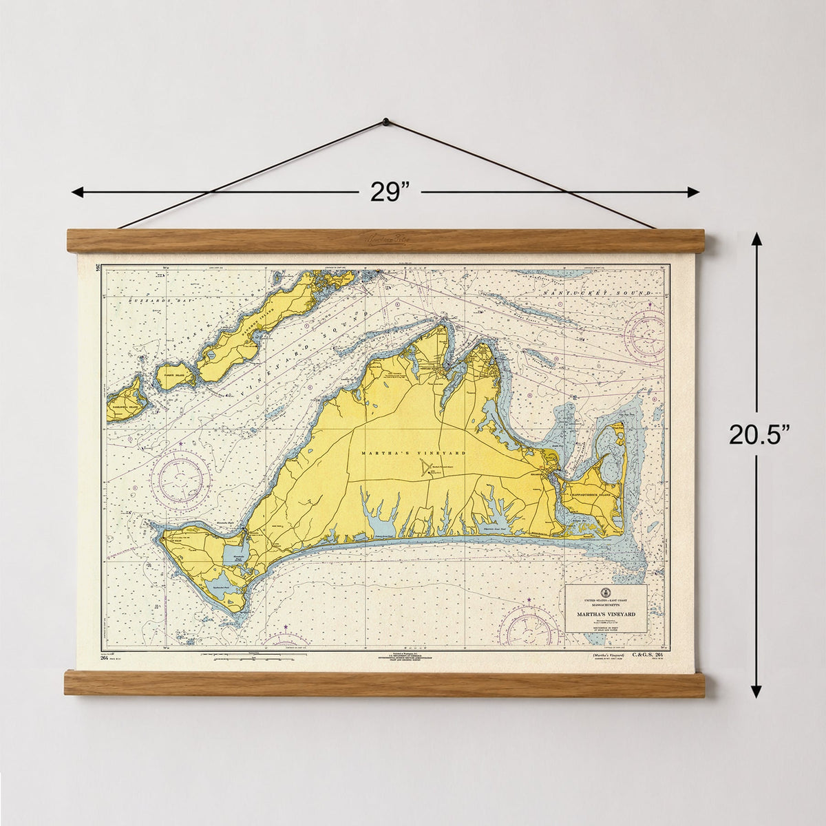 Martha's VIneyard, MA Nautical Chart Fabric Scroll - Maritime Tribes USAScroll
