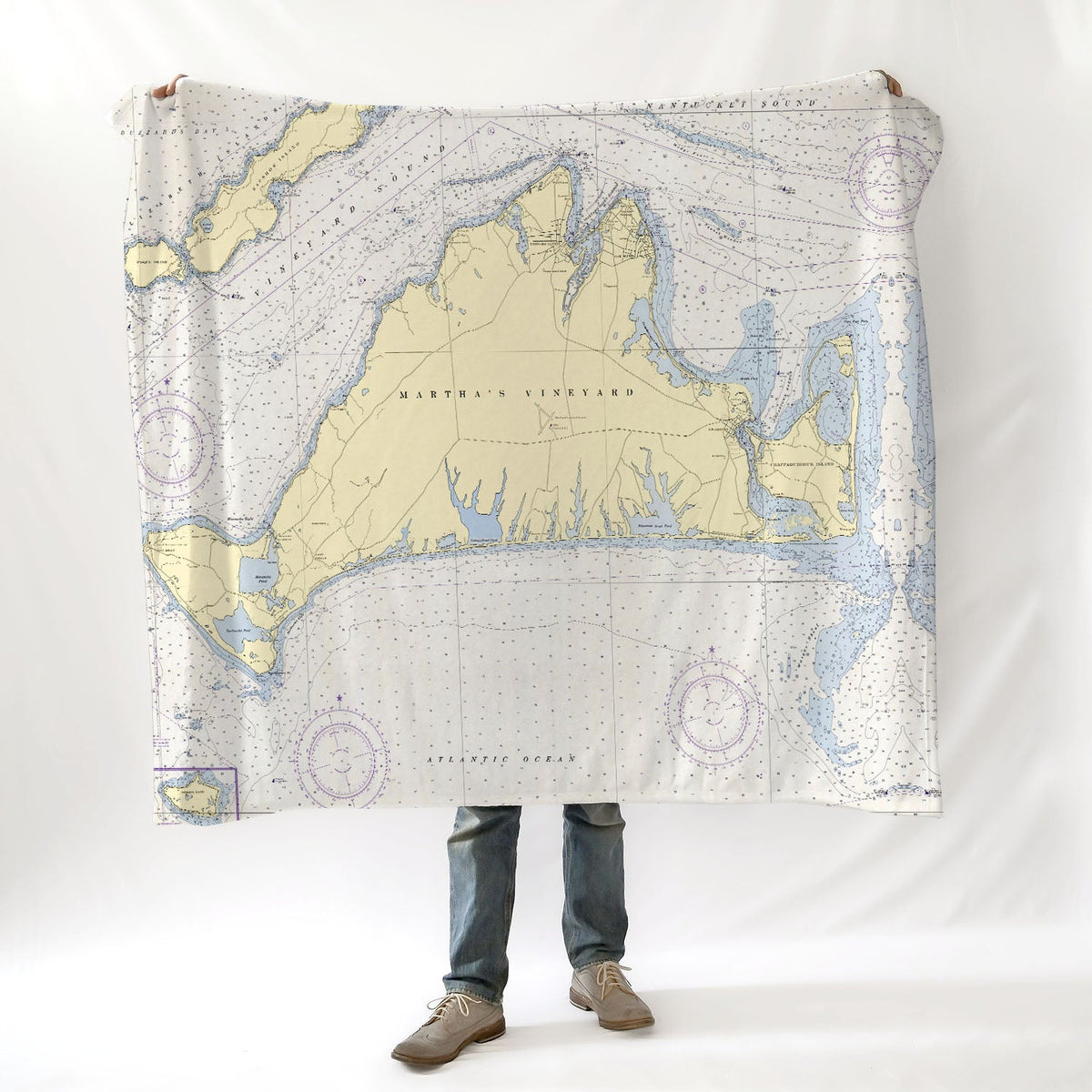 Martha's Vineyard Vintage Nautical Chart Blanket - Maritime Tribes USABlanket