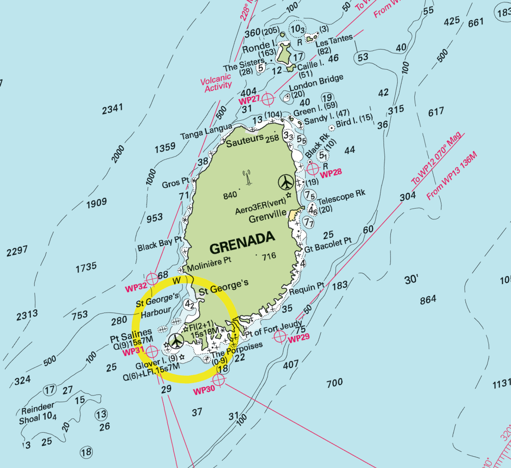 Martinique, St Lucia, St. Vincent & the Grenadies to Grenada Chart Scarf - Maritime Tribes USA