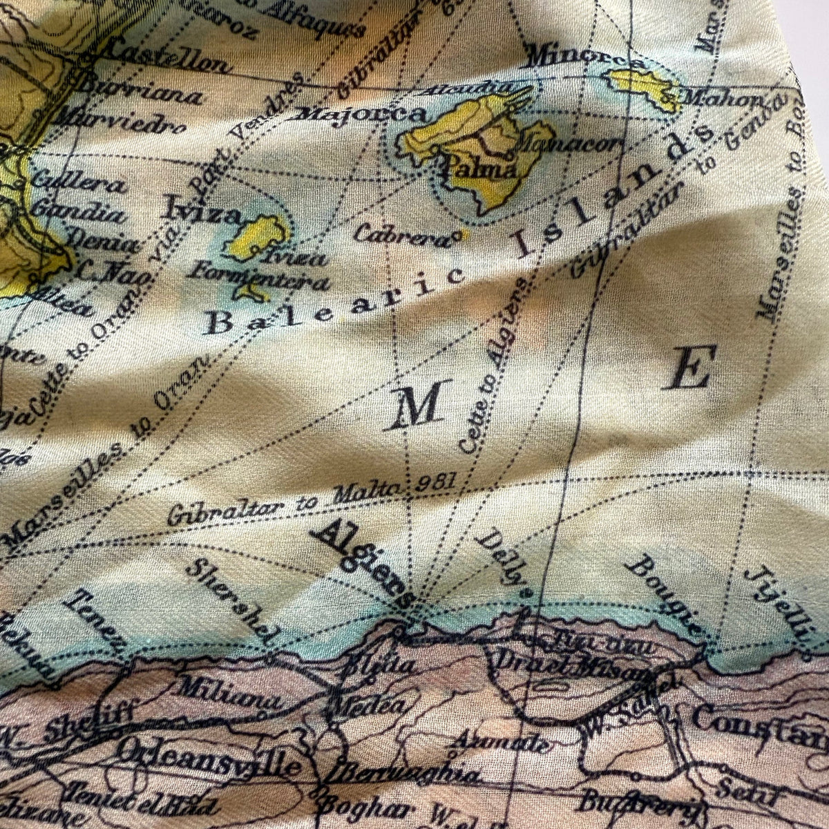 Mediterranean Sea Vintage Map, c. 1900 Scarf - Maritime Tribes USAScarf