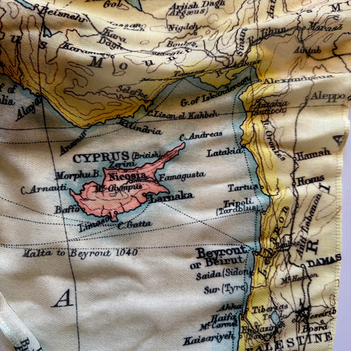 Mediterranean Sea Vintage Map, c. 1900 Scarf - Maritime Tribes USAScarf