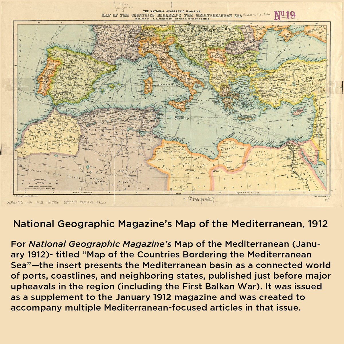 Mediterranean Sea Vintage Map, c. 1900 Scarf - Maritime Tribes USAScarf
