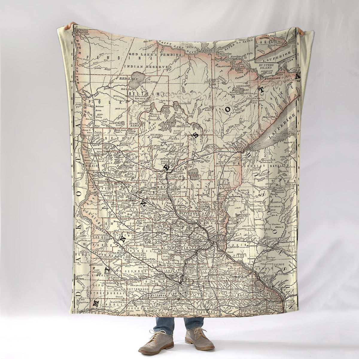 Minnesota State Vintage Map Blanket - Maritime Tribes USABlanket
