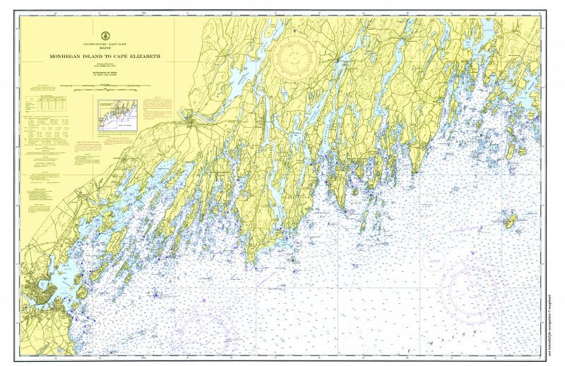 Monhegan Island to Cape Elizabeth, Maine Chart Placemat - Maritime Tribes USALaminated Placemat