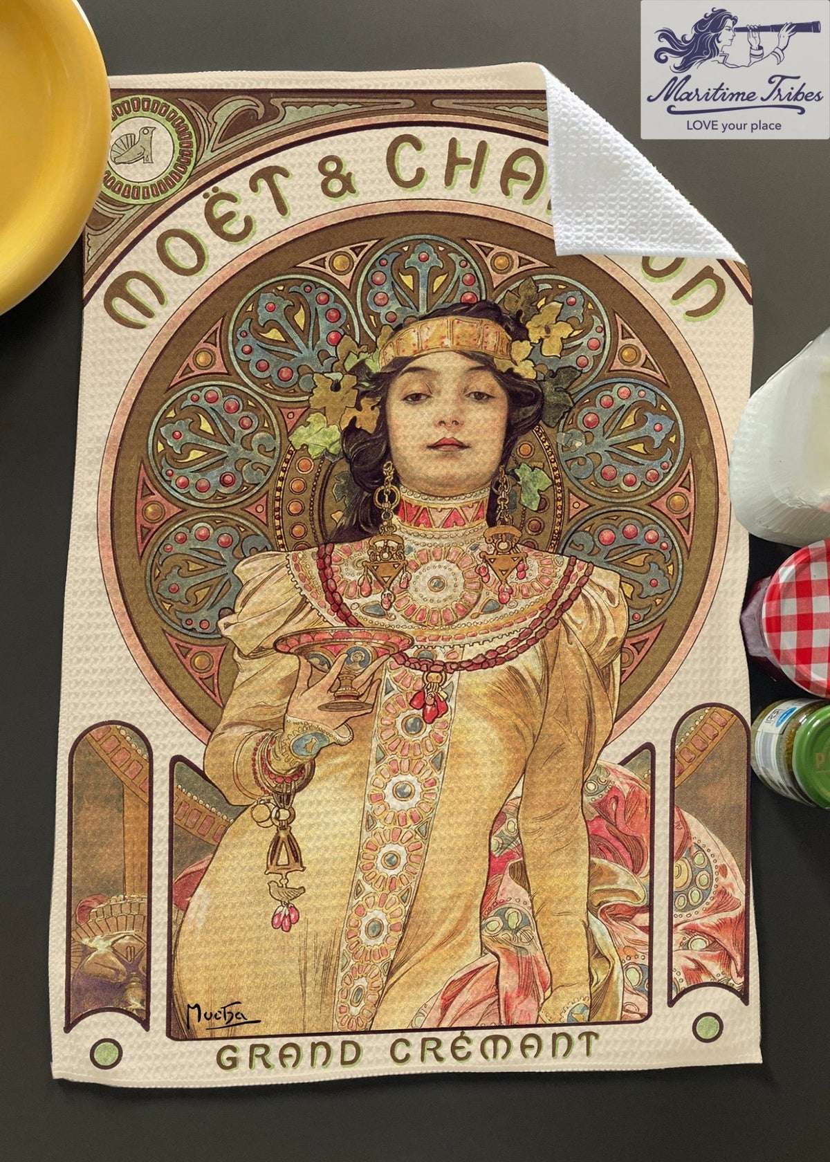 Mucha - “Moët & Chandon” Tea Towel - Maritime Tribes USA