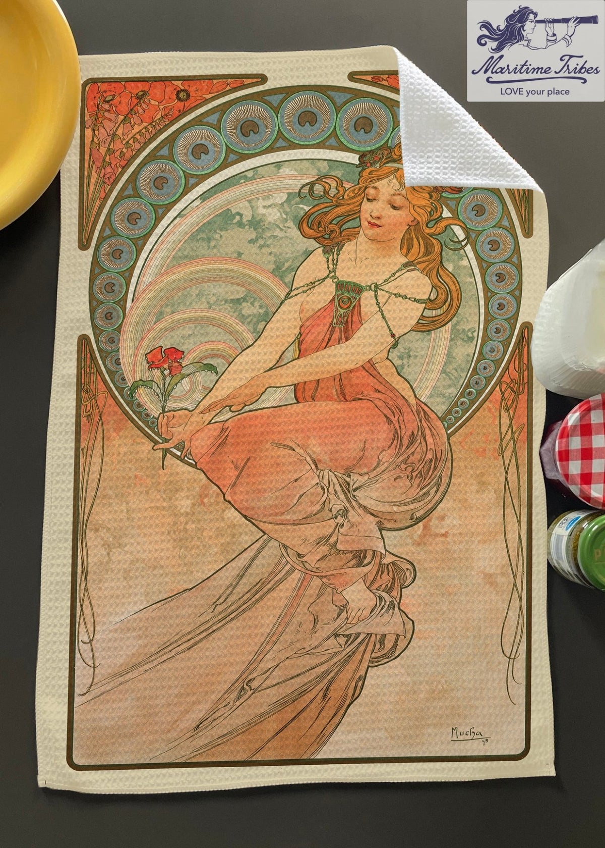 Mucha - 'Painting' Tea Towel - Maritime Tribes USA