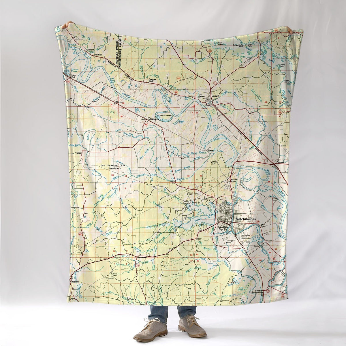 Natchitoches, LA Vintage Topo Map Blanket - Maritime Tribes USABlanket