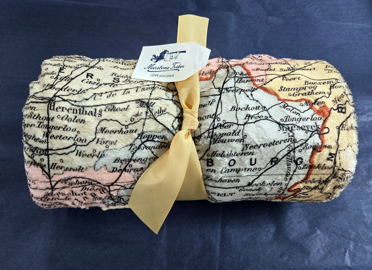 Netherlands (Holland) Vintage Antique Map Blanket (c. 1892) – Historic Dutch Map Throw - Maritime Tribes USABlanket