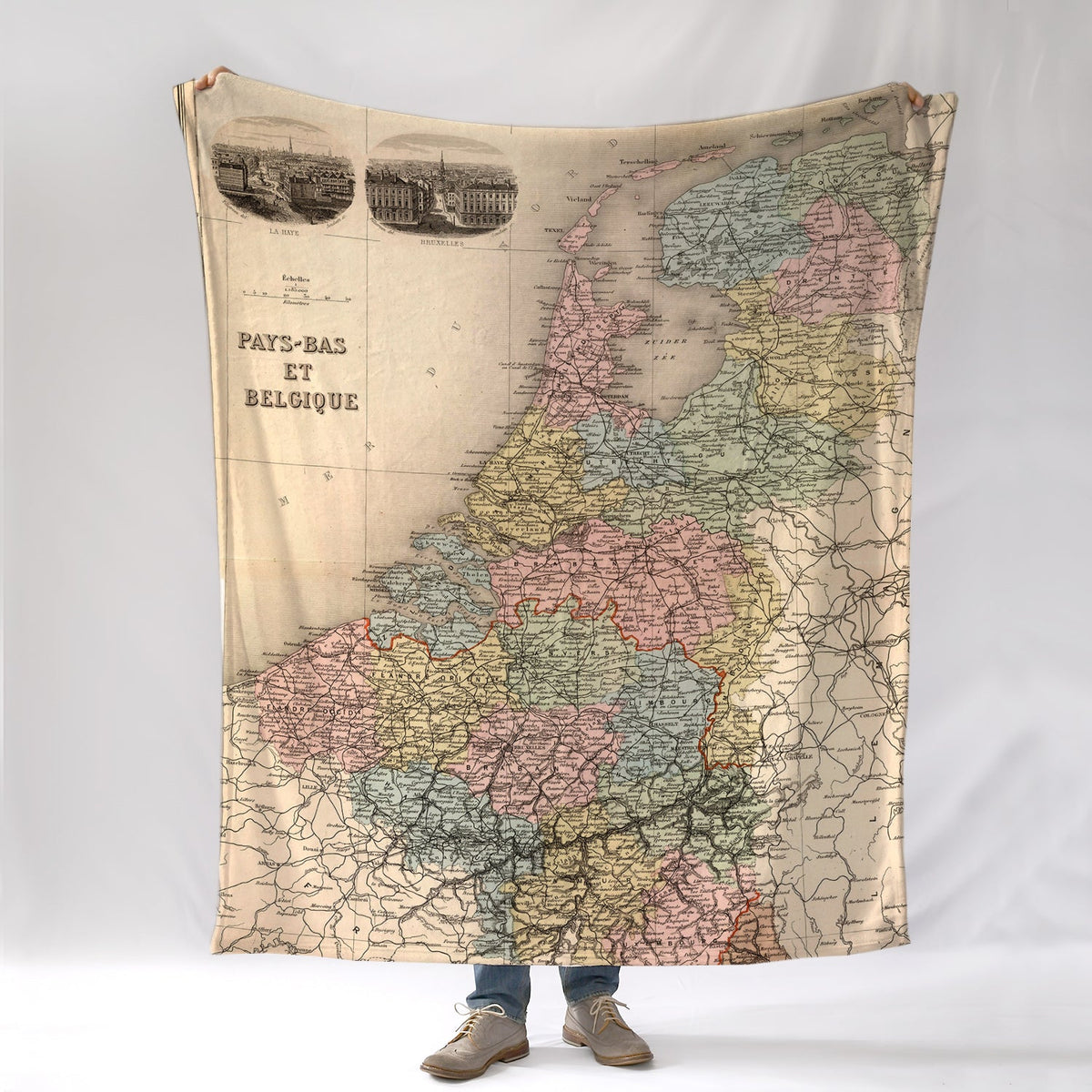 Netherlands (Holland) Vintage Antique Map Blanket (c. 1892) – Historic Dutch Map Throw - Maritime Tribes USABlanket
