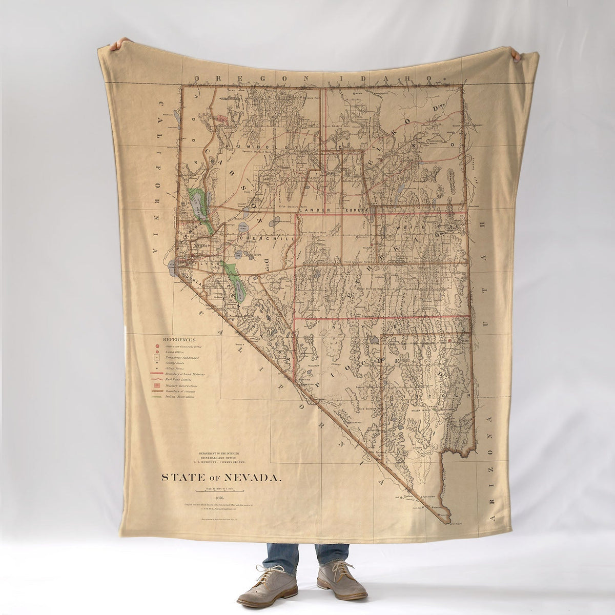Nevada State Antique Map Blanket - Maritime Tribes USABlanket