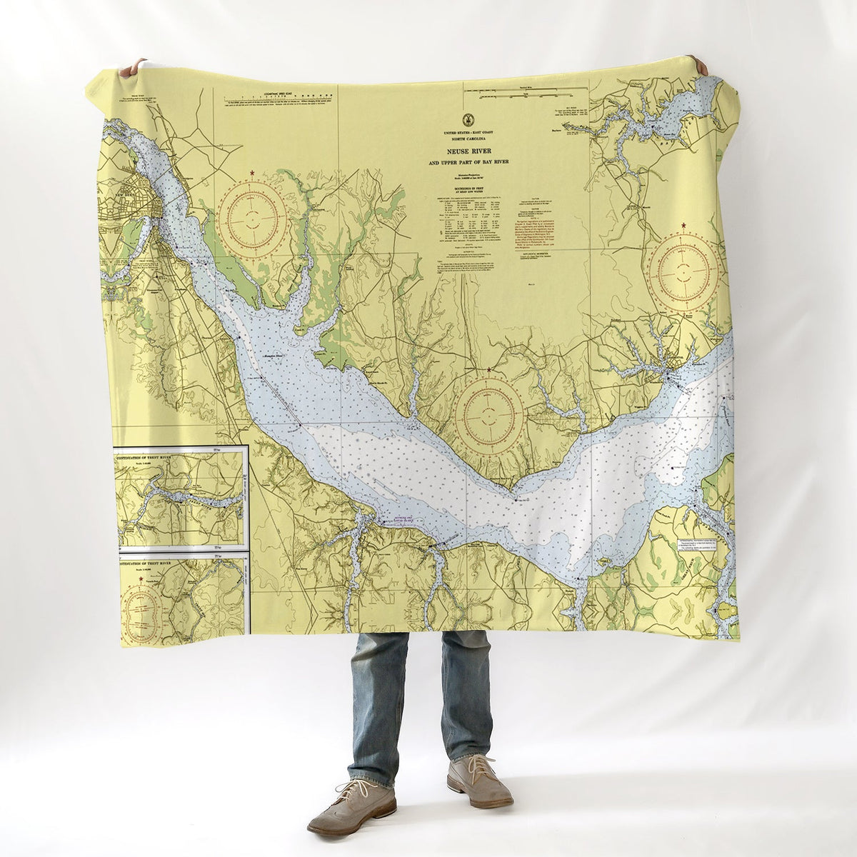 New Bern & Neuse River Chart Blanket - Maritime Tribes USABlanket