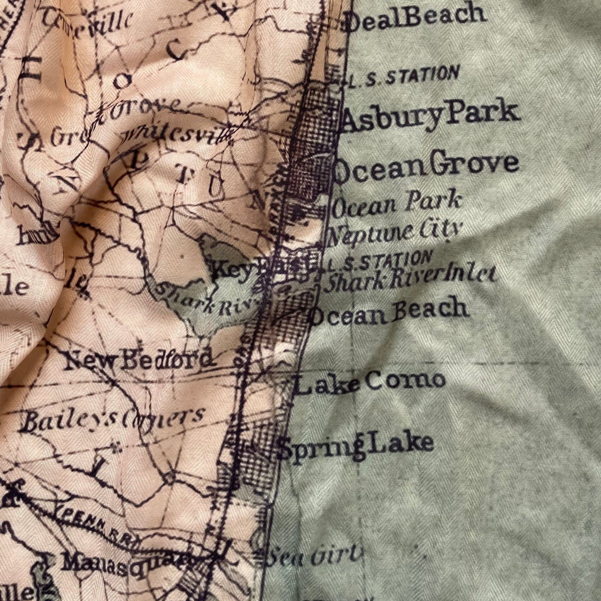 New Jersey Shore Vintage Map Scarf - Maritime Tribes USAScarf