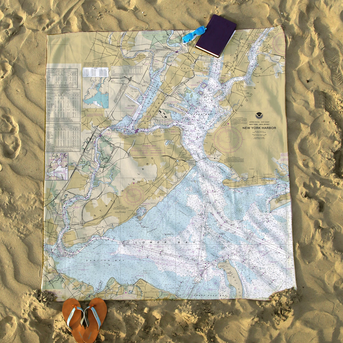 New York Harbor, NYC, NY Nautical Chart Blanket - Maritime Tribes USABlanket