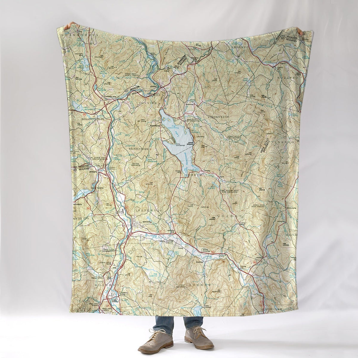 Newfound Lake, NH Topo Map Blanket - Maritime Tribes USABlanket
