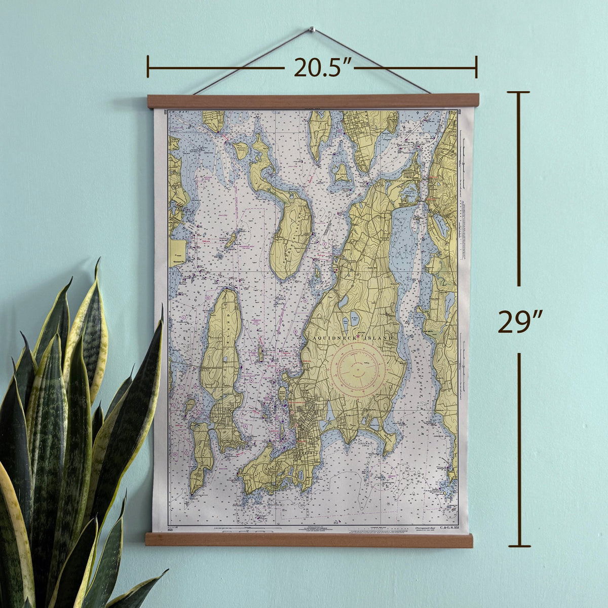Newport, RI & Jamestown Vintage Nautical Chart Canvas Wall Scroll | Narragansett Bay Wall Art - Maritime Tribes USAScroll