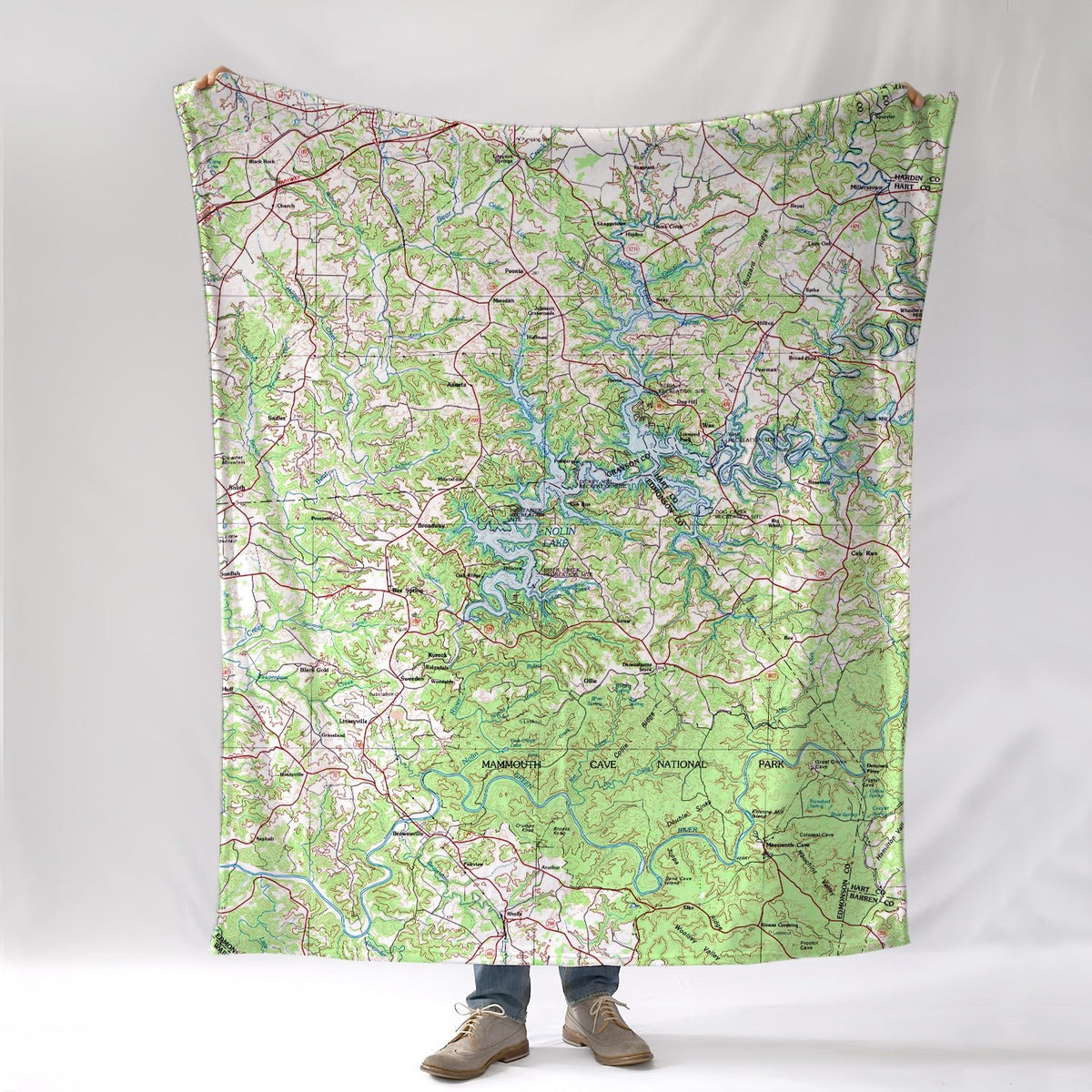Nolin Lake, KY topo map Blanket - Maritime Tribes USABlanket