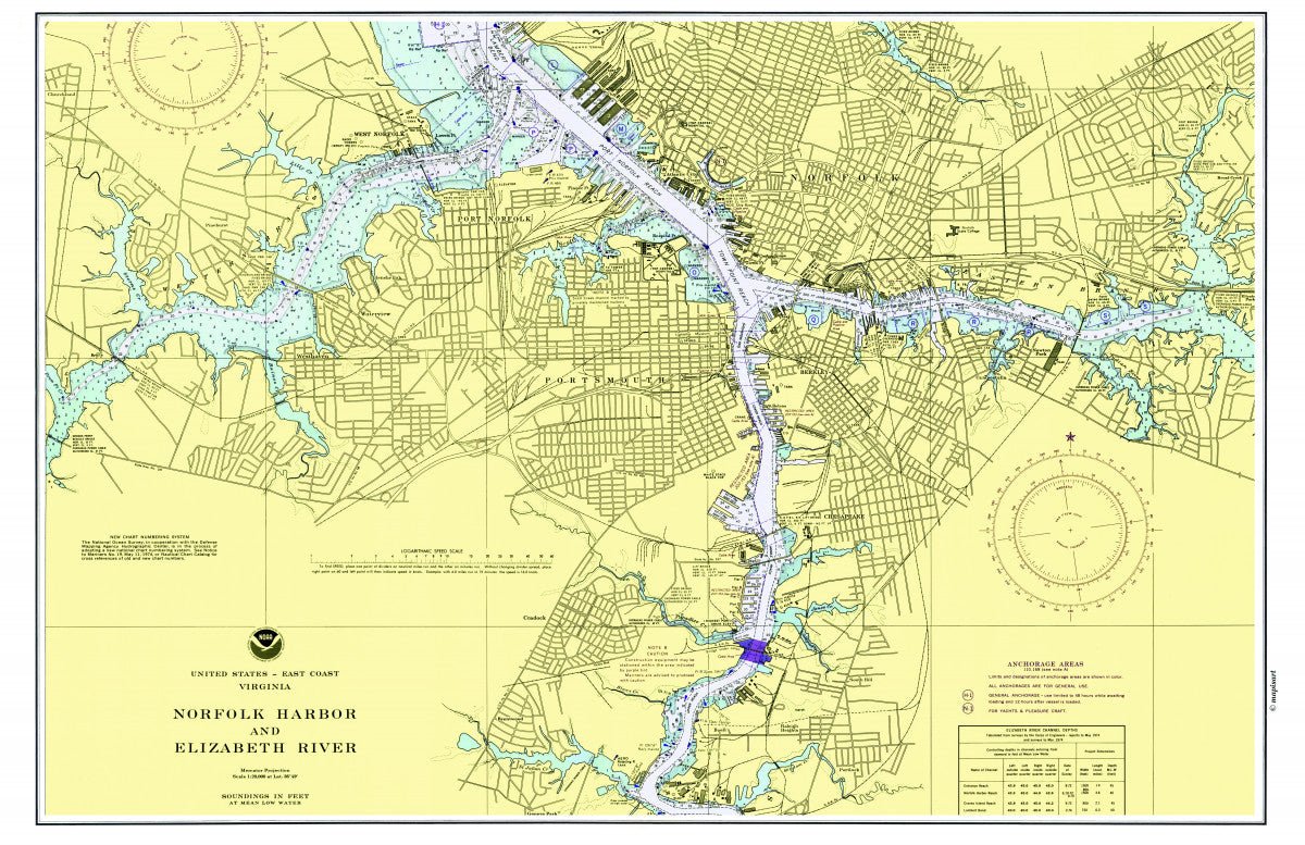 Norfolk, Virginia Chart Placemat - Maritime Tribes USALaminated Placemat