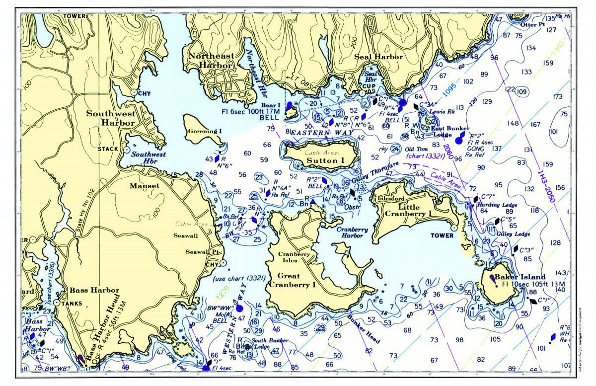 Northeast Harbor, Mount Desert Island, Maine Chart Placemat - Maritime Tribes USALaminated Placemat