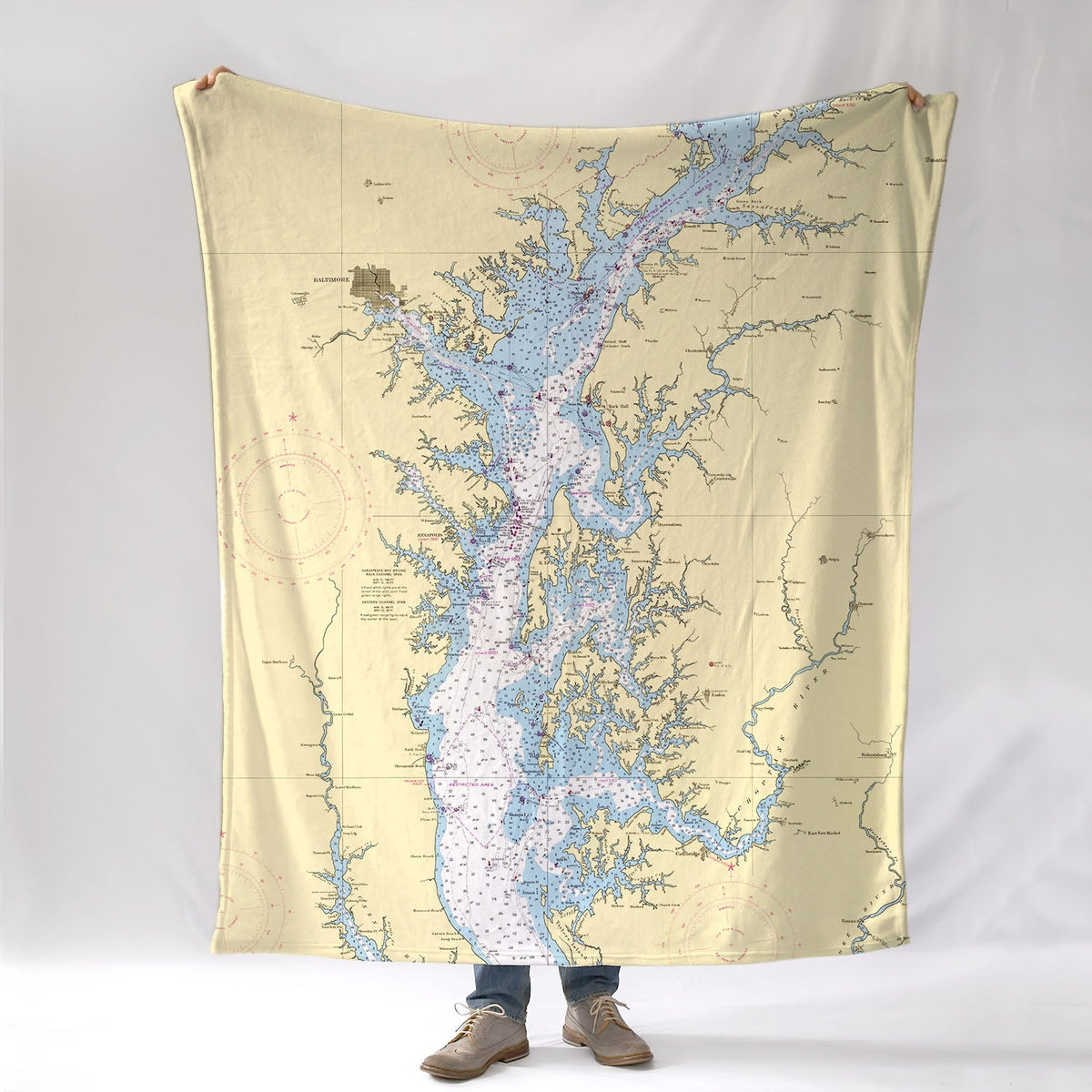 Northern Chesapeake Bay MD Nautical Chart Blanket - Maritime Tribes USABlanket