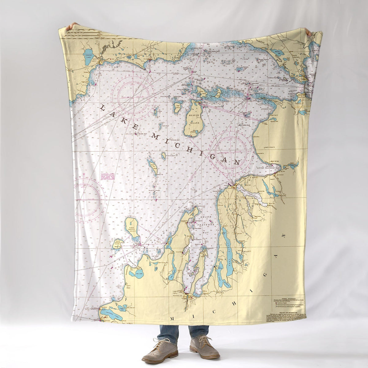 Northern Lake Michigan Nautical Chart Blanket - Maritime Tribes USABlanket