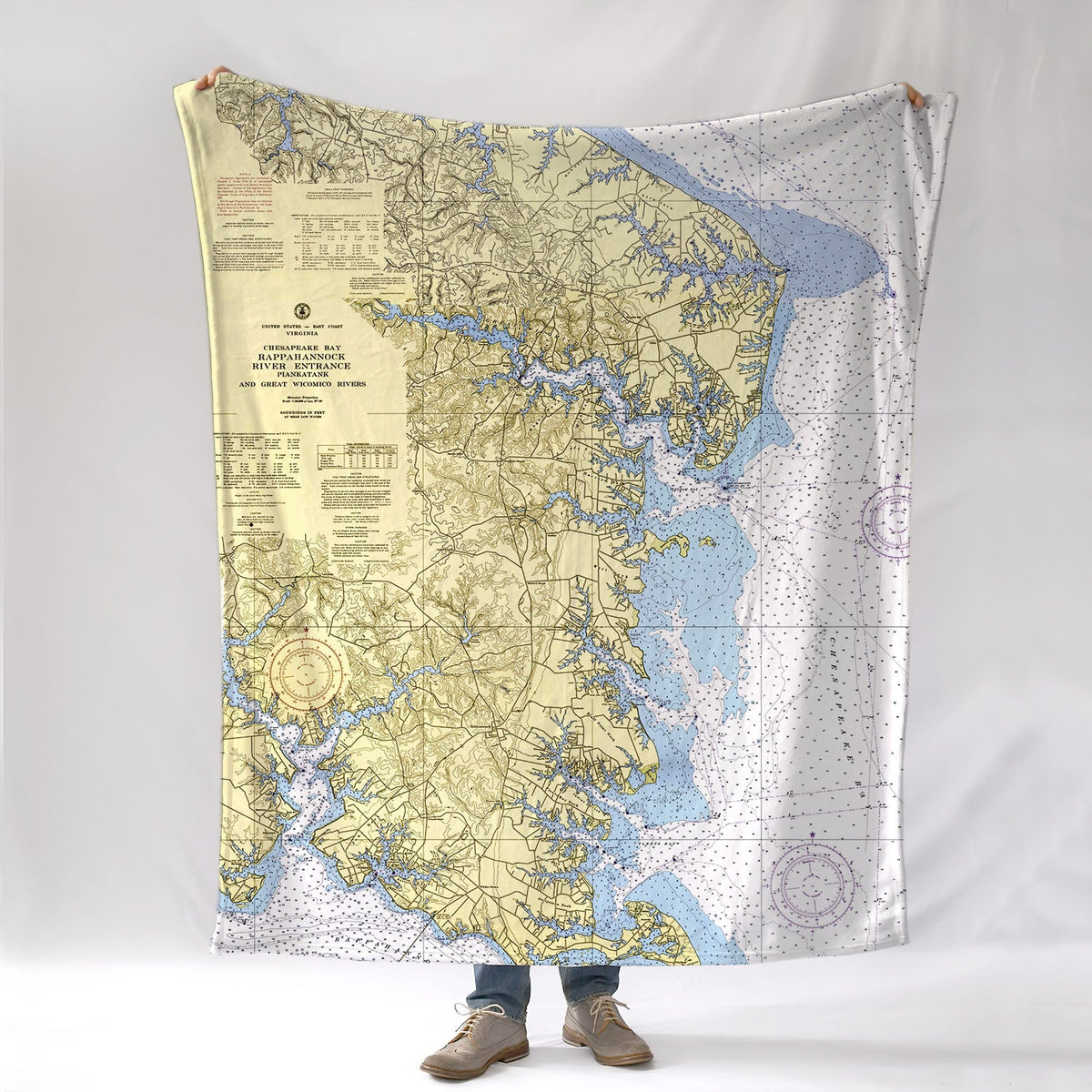 Northern Neck VA Chesapeake Chart Blanket - Maritime Tribes USABlanket